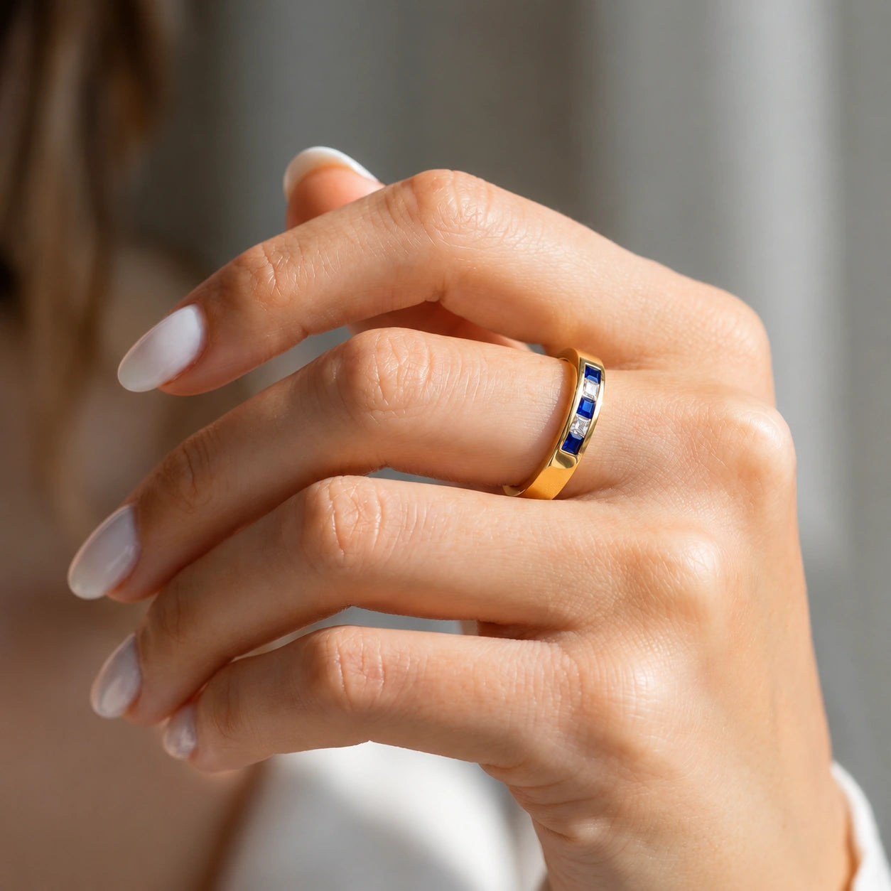 Yellow Gold White Topaz & Sapphire — Nazzarena