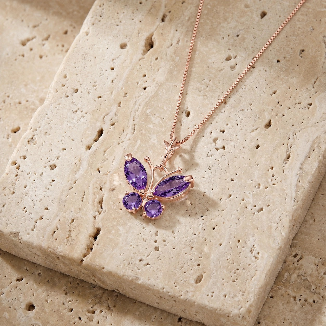 Rose Gold Eternal Necklace Amethyst 10K — Miranda