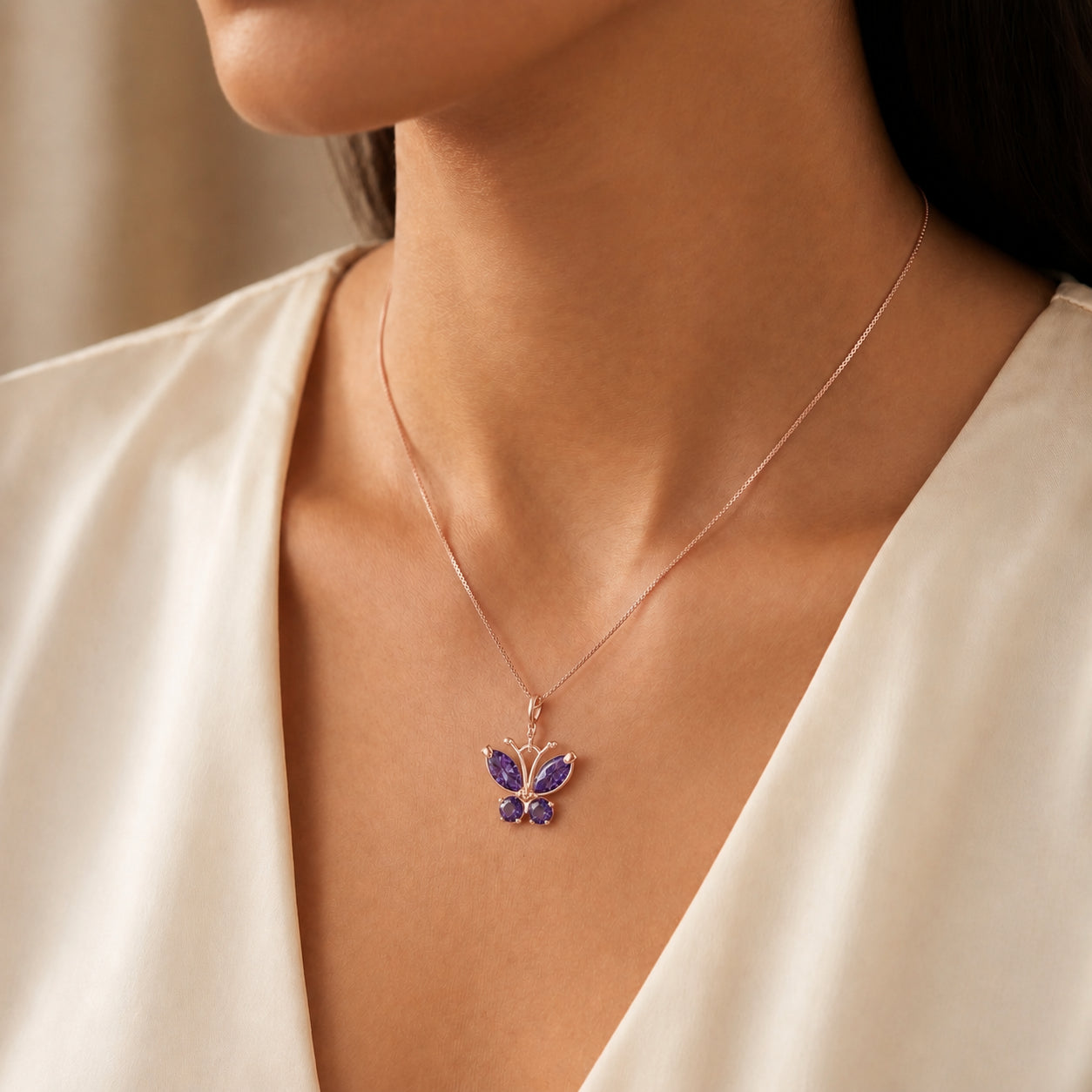 Rose Gold Eternal Necklace Amethyst 10K — Miranda