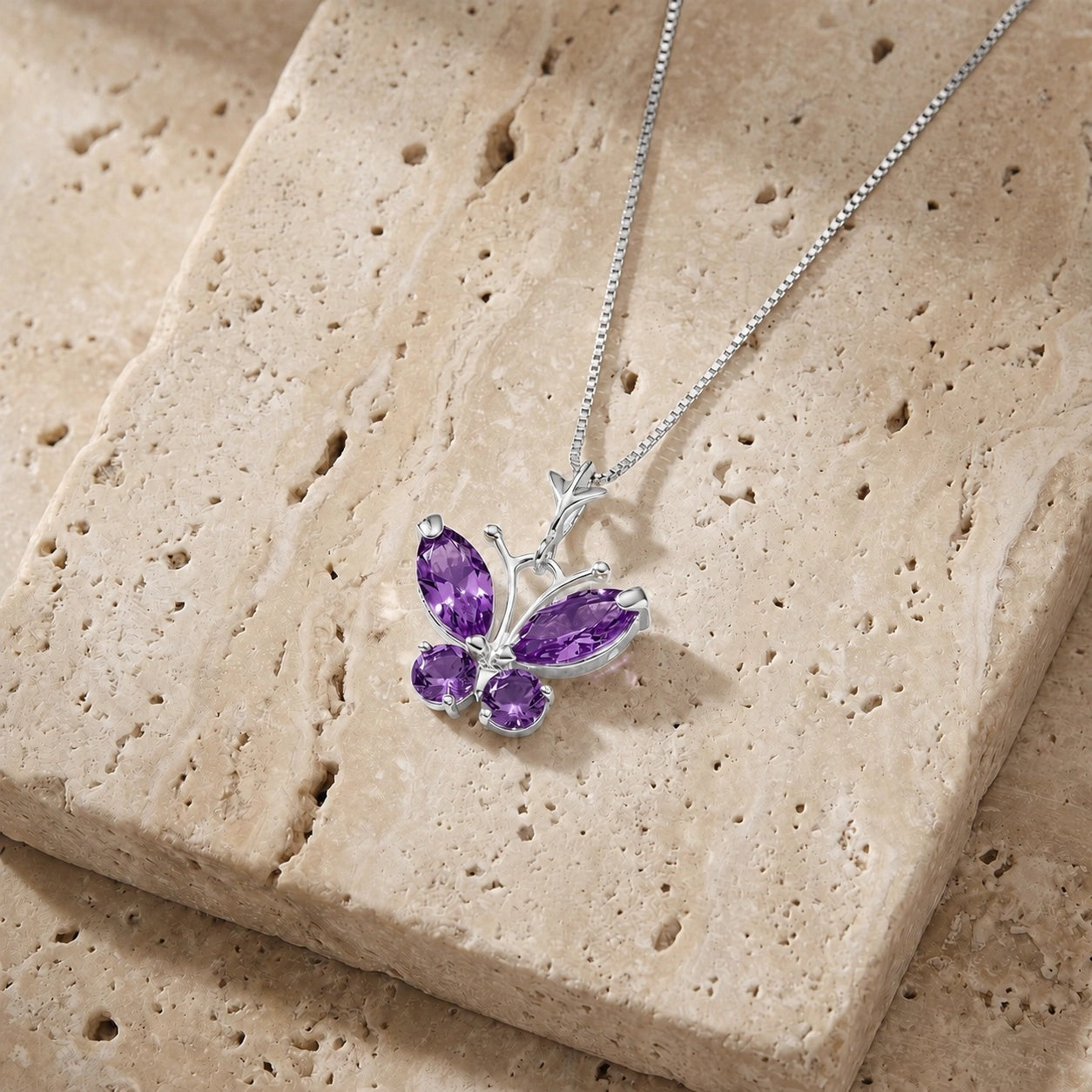 White Gold Eternal Necklace Amethyst 10K — Miranda