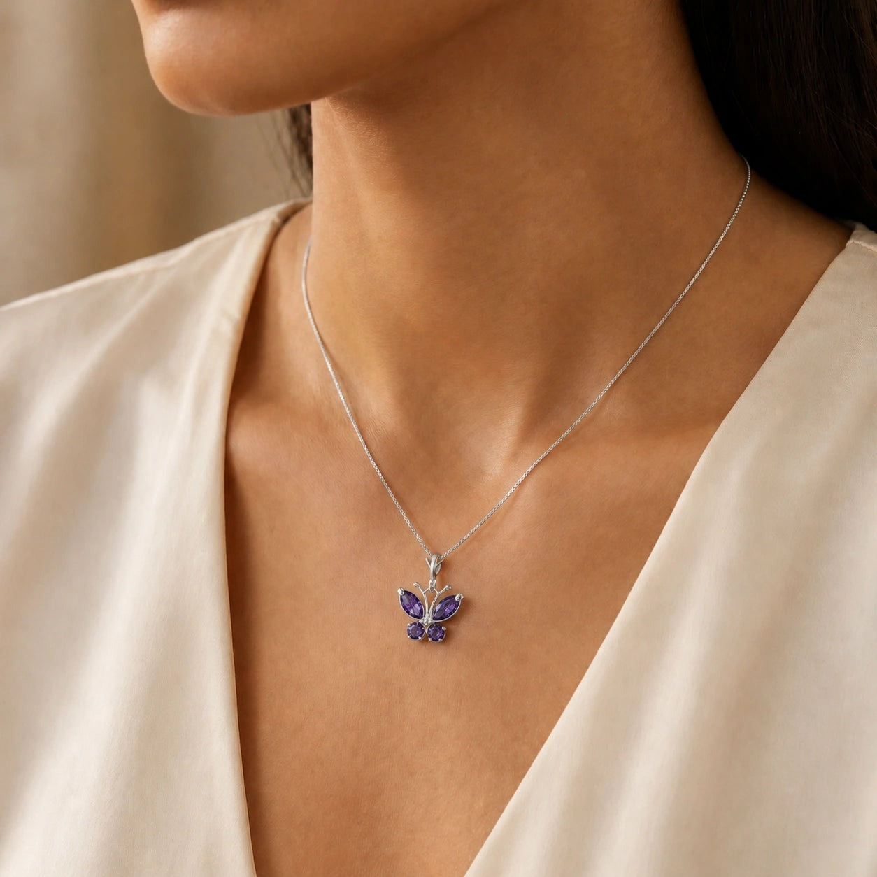 White Gold Eternal Necklace Amethyst 10K — Miranda