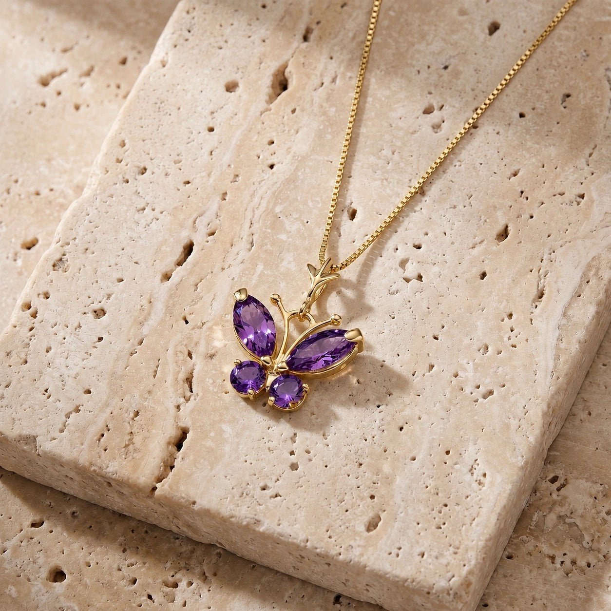 Yellow Gold Eternal Necklace Amethyst 10K — Miranda