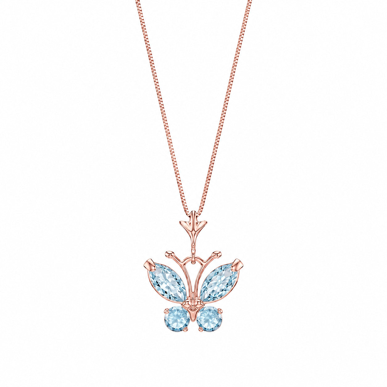 Rose Gold Eternal Necklace Aquamarine 10K — Miranda