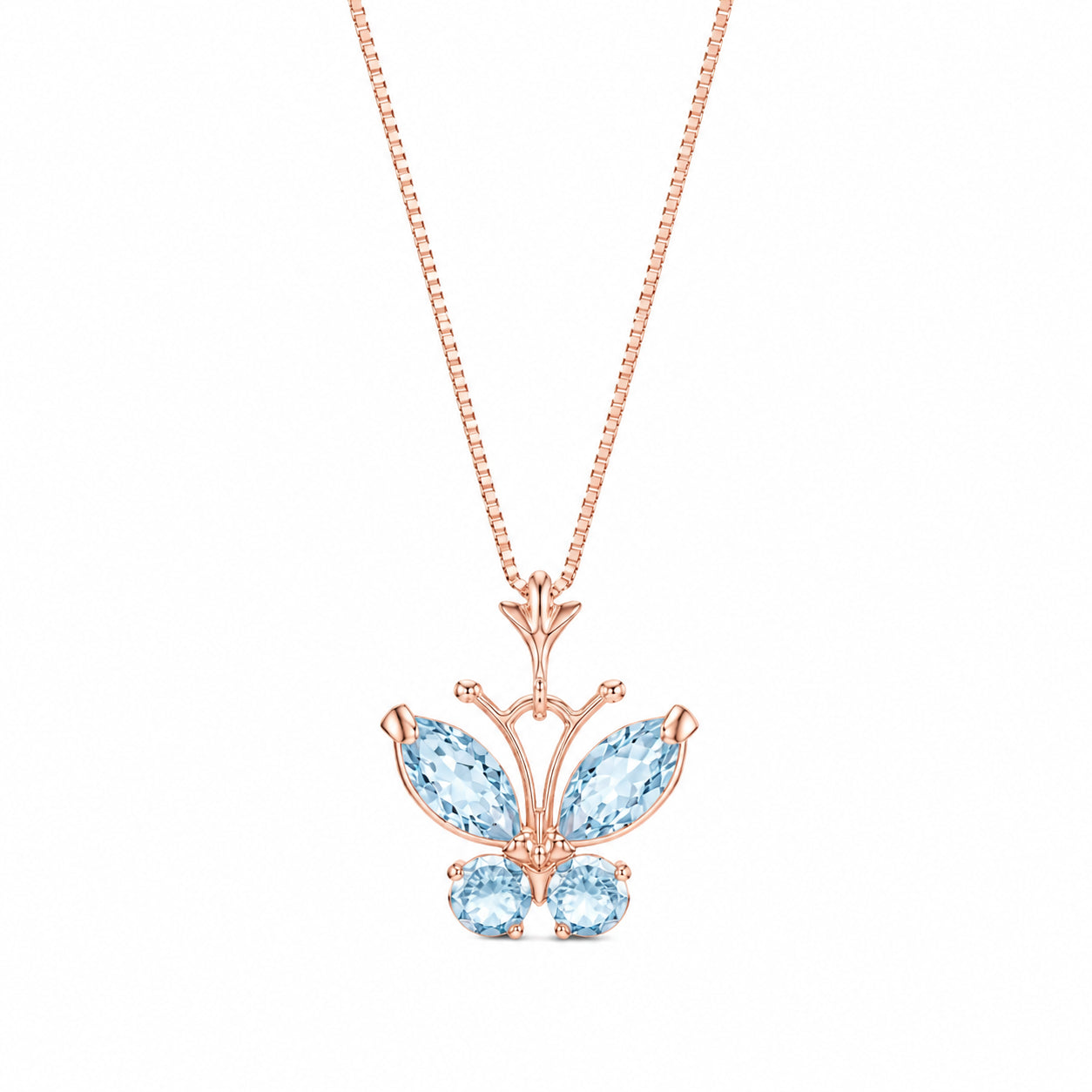 Rose Gold Eternal Necklace Aquamarine 10K — Miranda