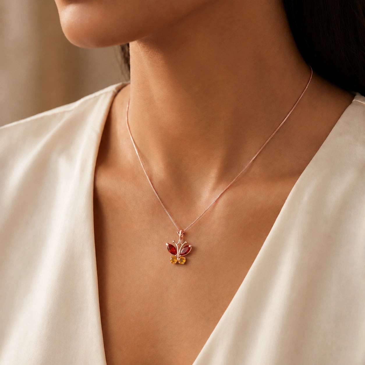 Rose Gold Eternal Necklace Aquamarine 10K — Miranda