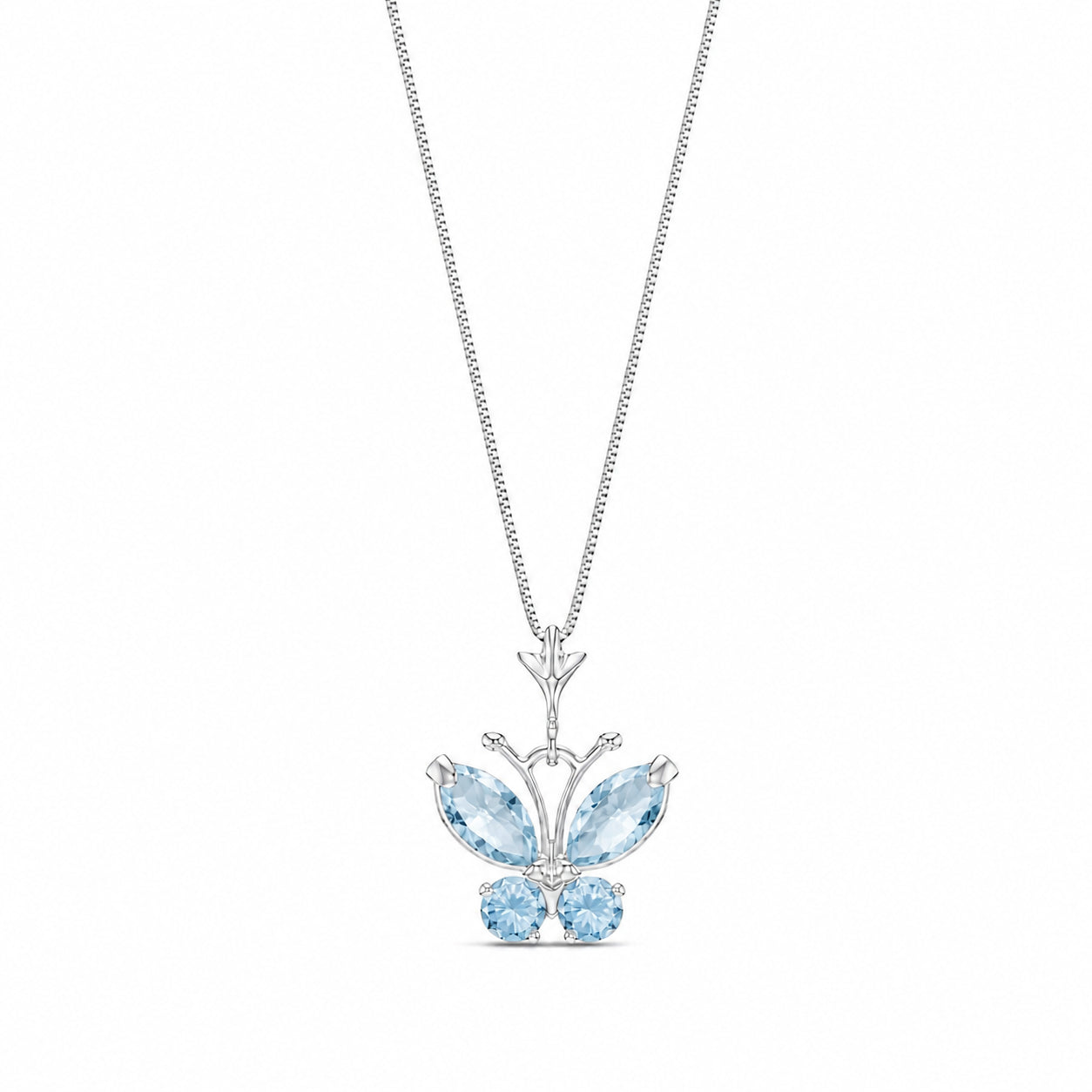 White Gold Eternal Necklace Aquamarine 10K — Miranda