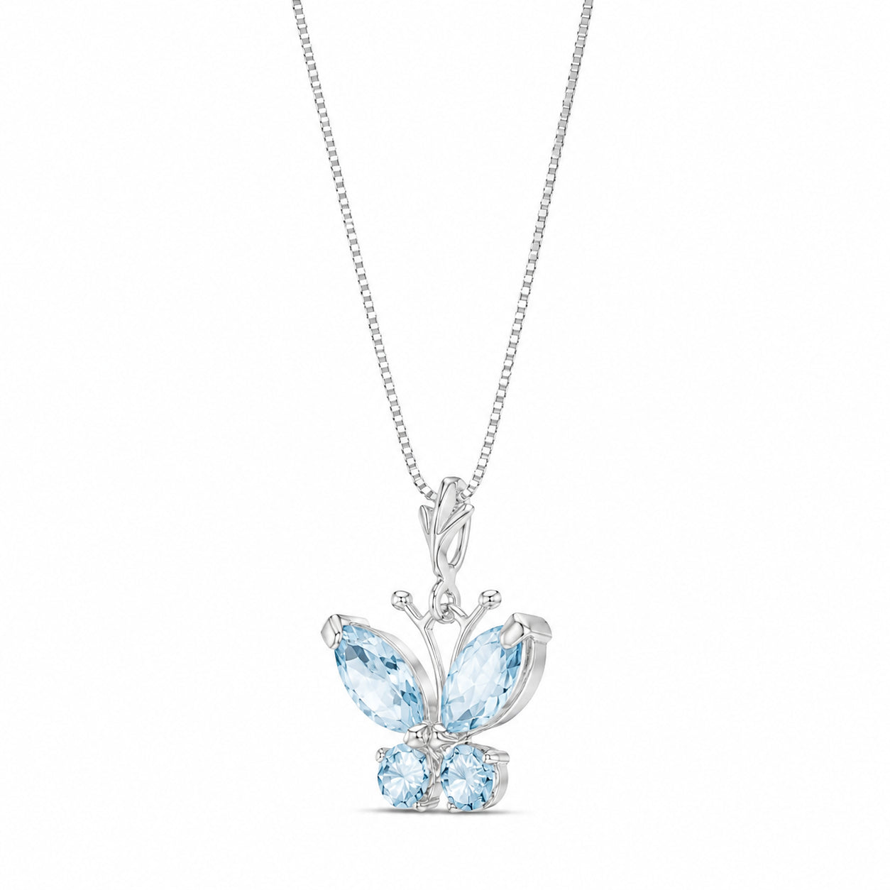 White Gold Eternal Necklace Aquamarine 10K — Miranda
