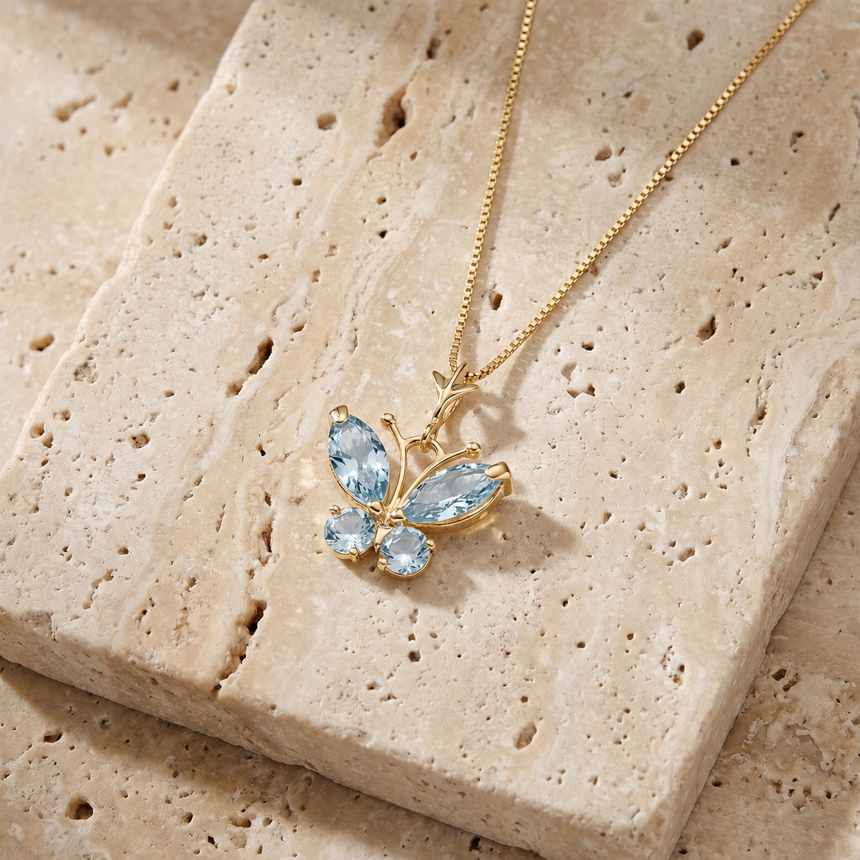 Yellow Gold Eternal Necklace Aquamarine 10K — Miranda