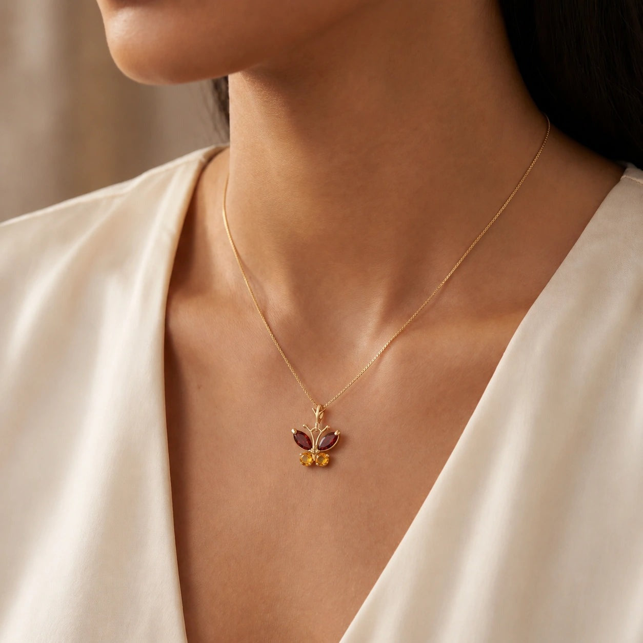 Yellow Gold Eternal Necklace Aquamarine 10K — Miranda