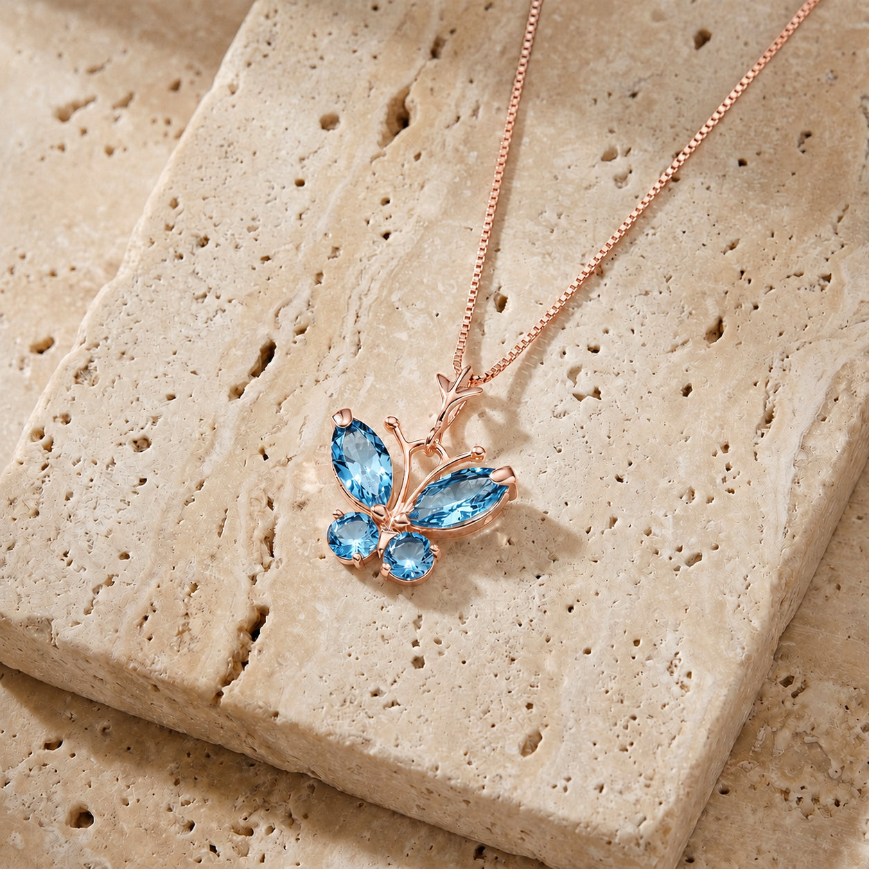 Rose Gold Eternal Necklace Blue Topaz 10K — Miranda