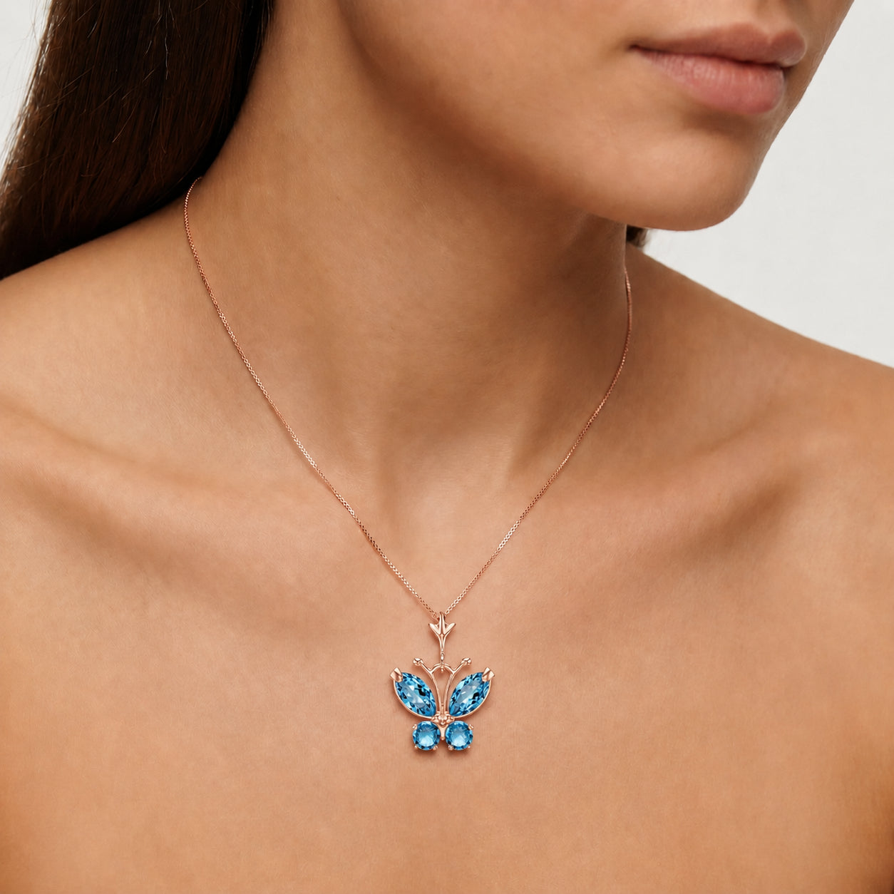 Rose Gold Eternal Necklace Blue Topaz 10K — Miranda