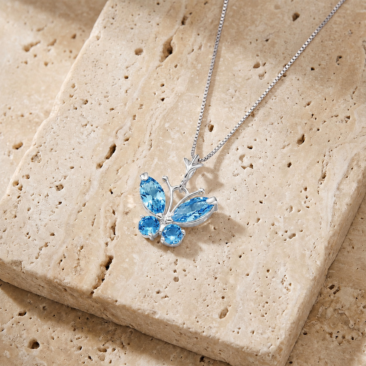 White Gold Eternal Necklace Blue Topaz 10K — Miranda