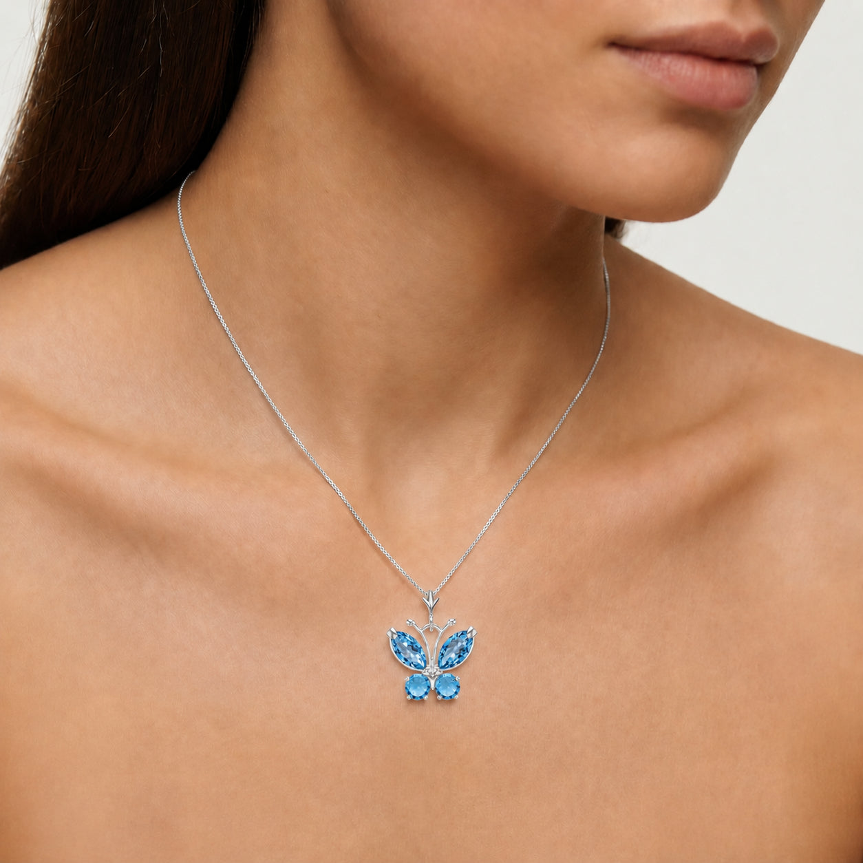 White Gold Eternal Necklace Blue Topaz 10K — Miranda