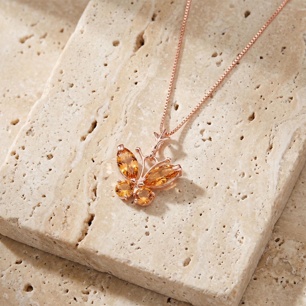 Rose Gold Eternal Necklace Citrine 10K — Miranda