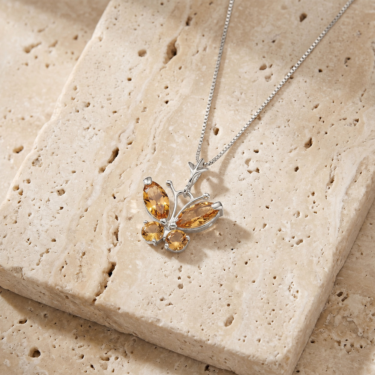 White Gold Eternal Necklace Citrine 10K — Miranda