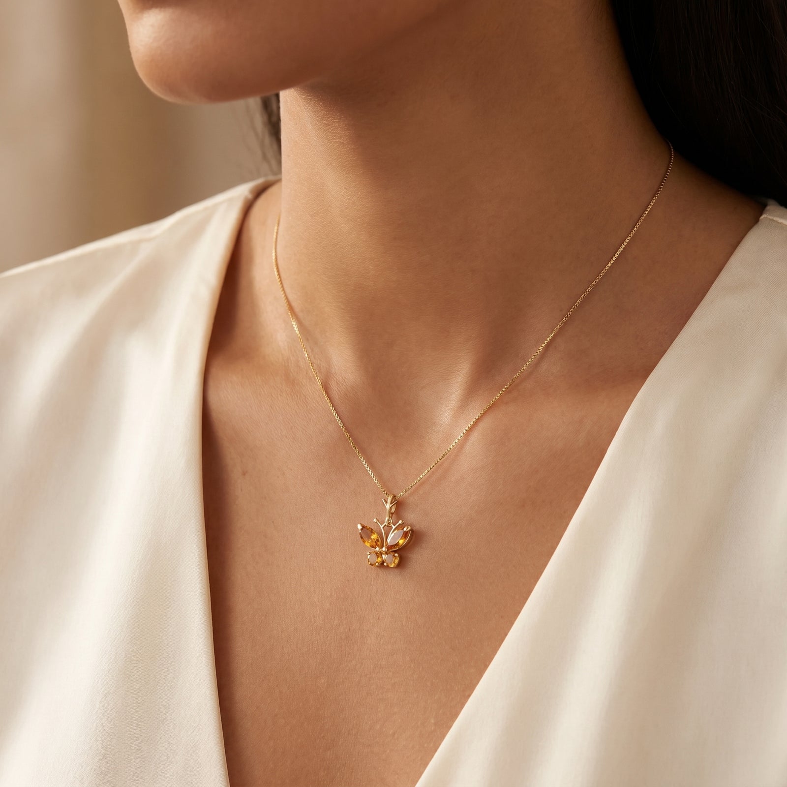 Yellow Gold Eternal Necklace Citrine 10K — Miranda