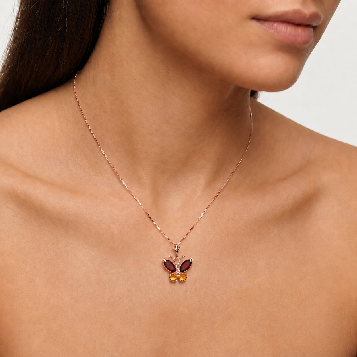 Rose Gold Eternal Necklace Garnet 10K — Miranda