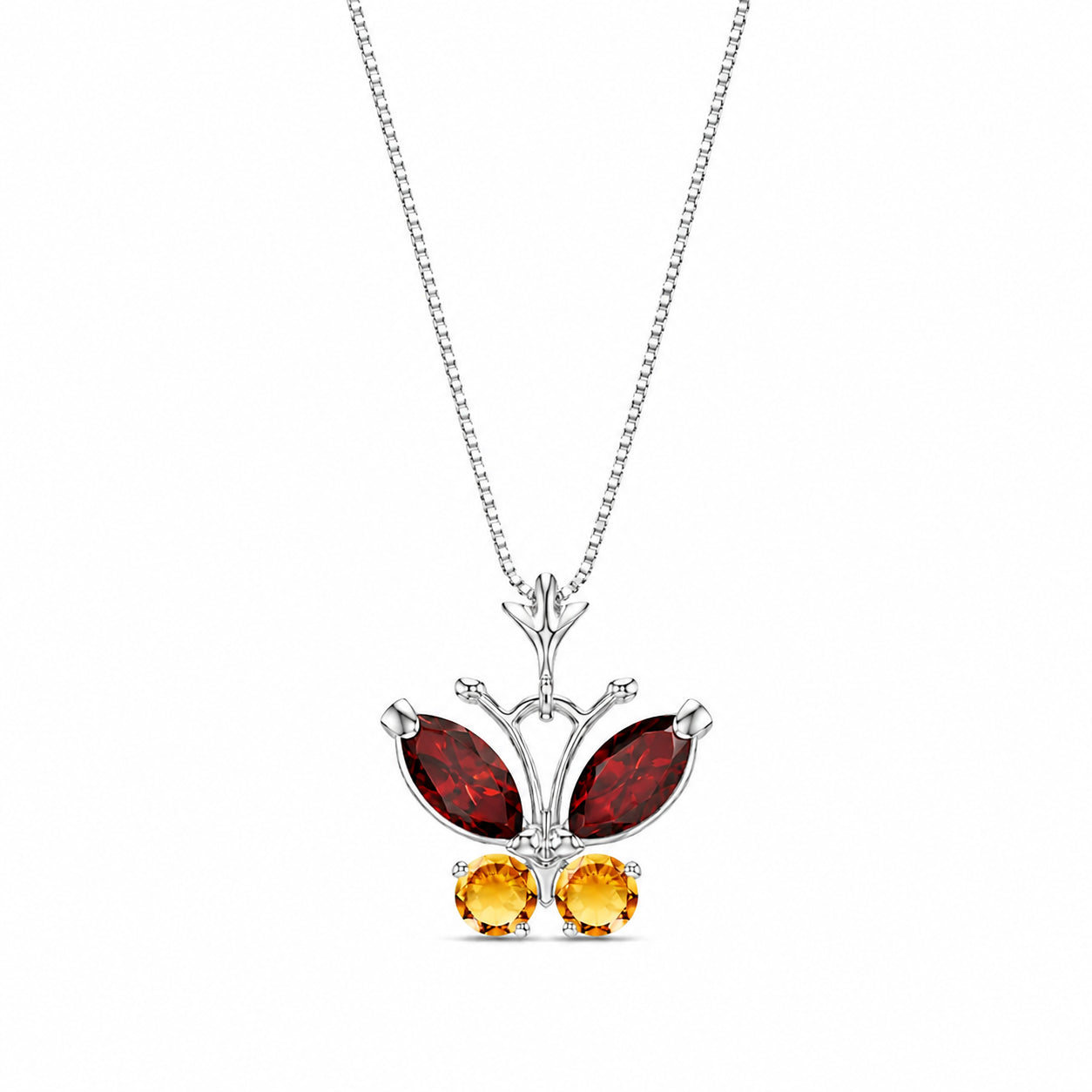 White Gold Eternal Necklace Garnet 10K — Miranda
