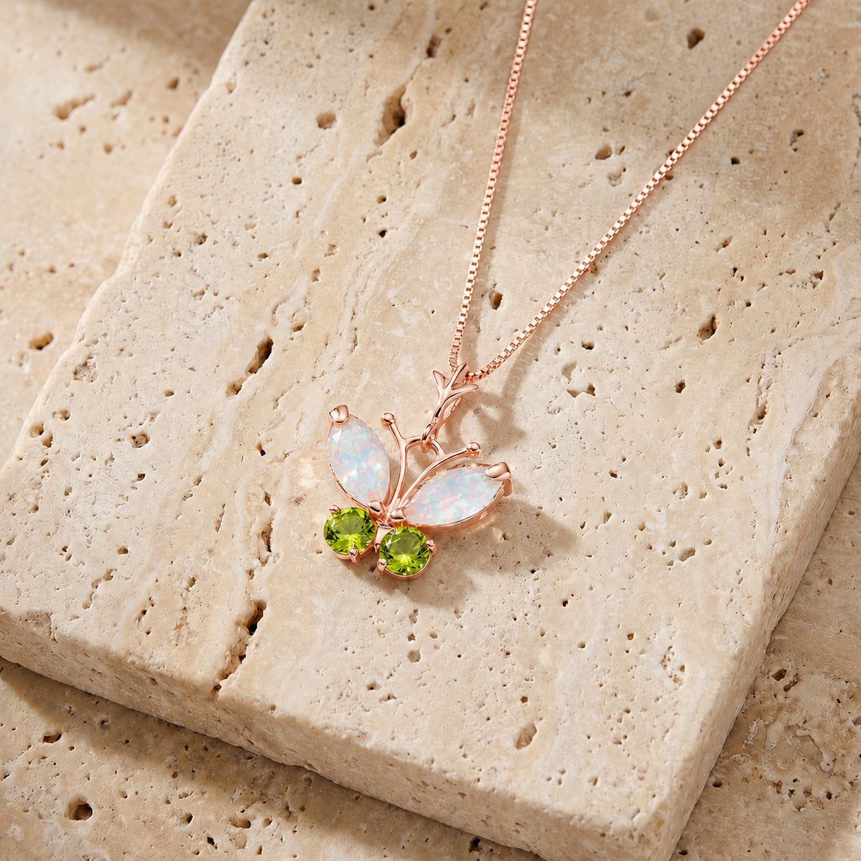 Rose Gold Eternal Necklace Opal 10K — Miranda