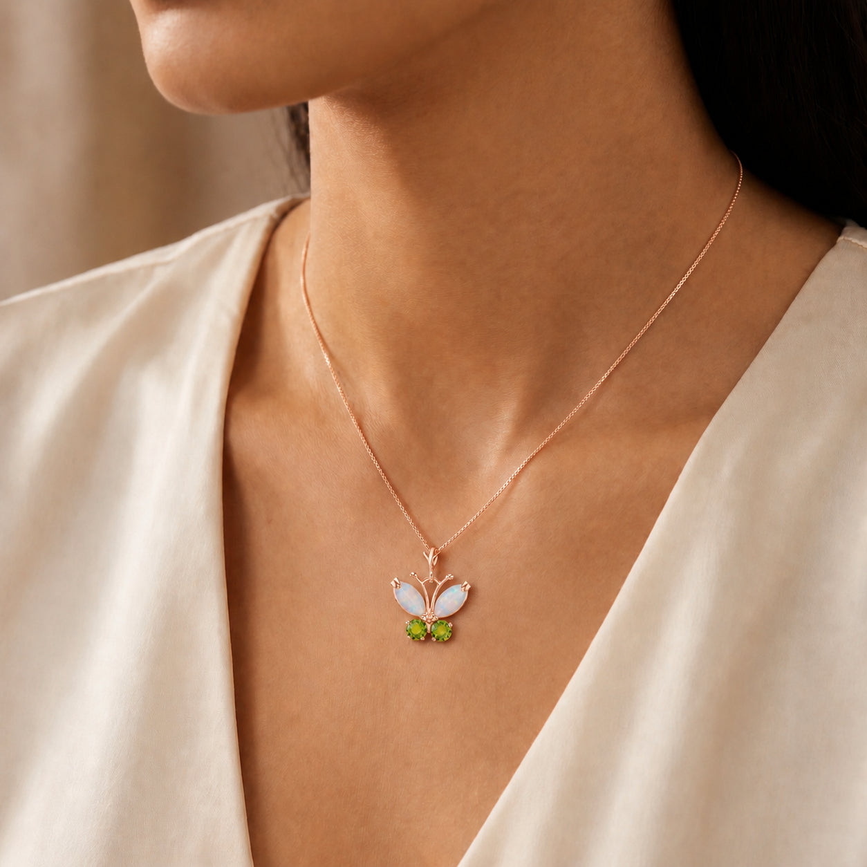 Rose Gold Eternal Necklace Opal 10K — Miranda
