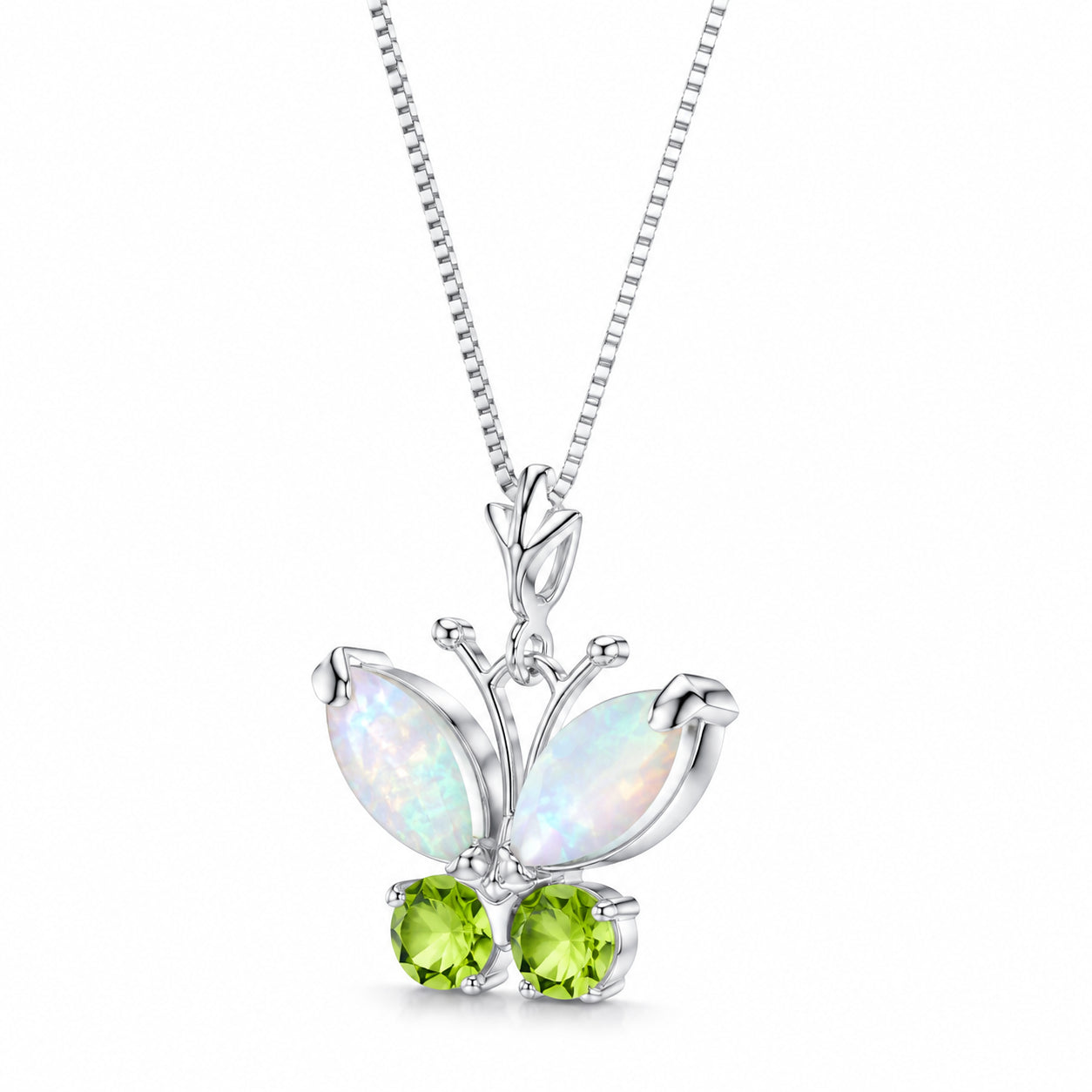 White Gold Eternal Necklace Opal 10K — Miranda