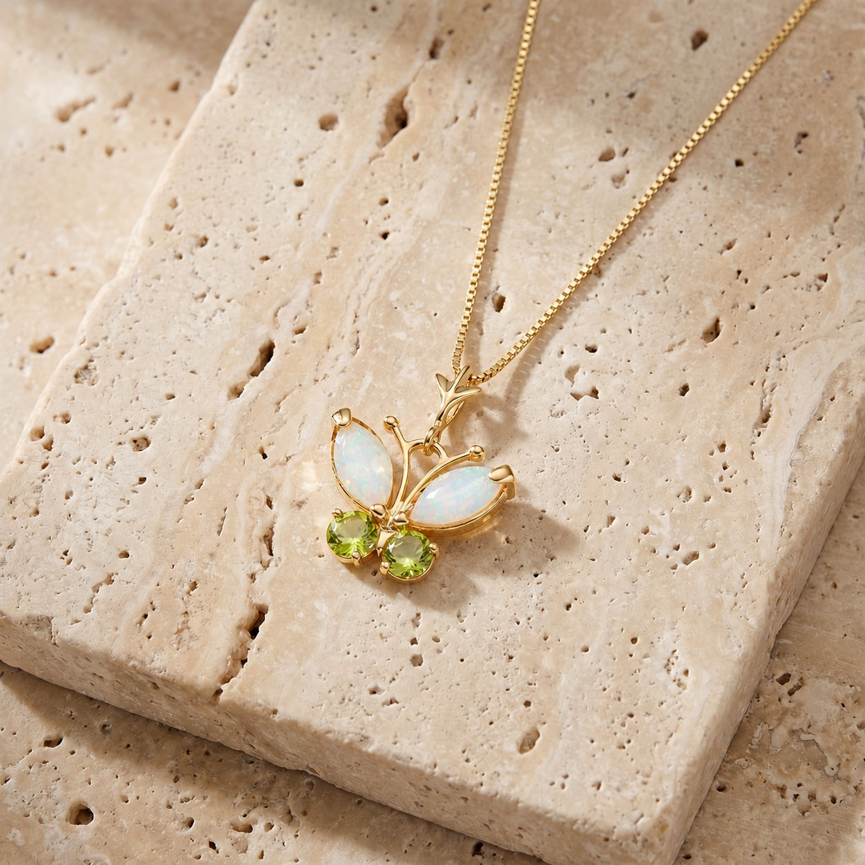 Yellow Gold Eternal Necklace Opal 10K — Miranda