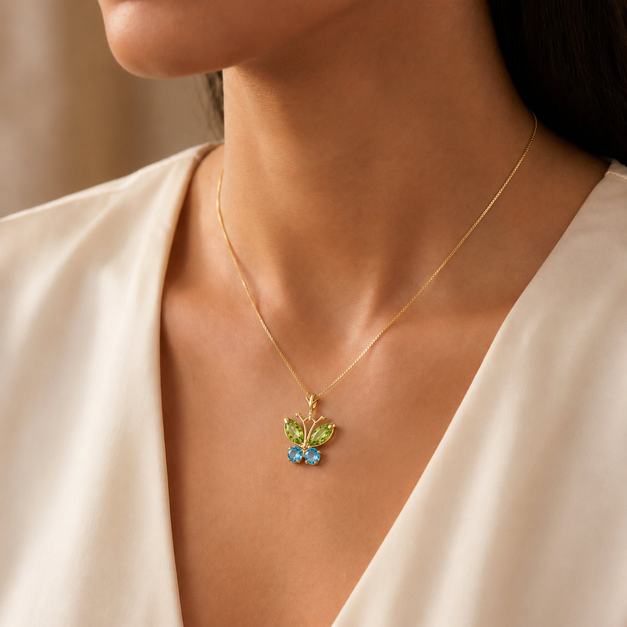 Yellow Gold Eternal Necklace Peridot 10K — Miranda