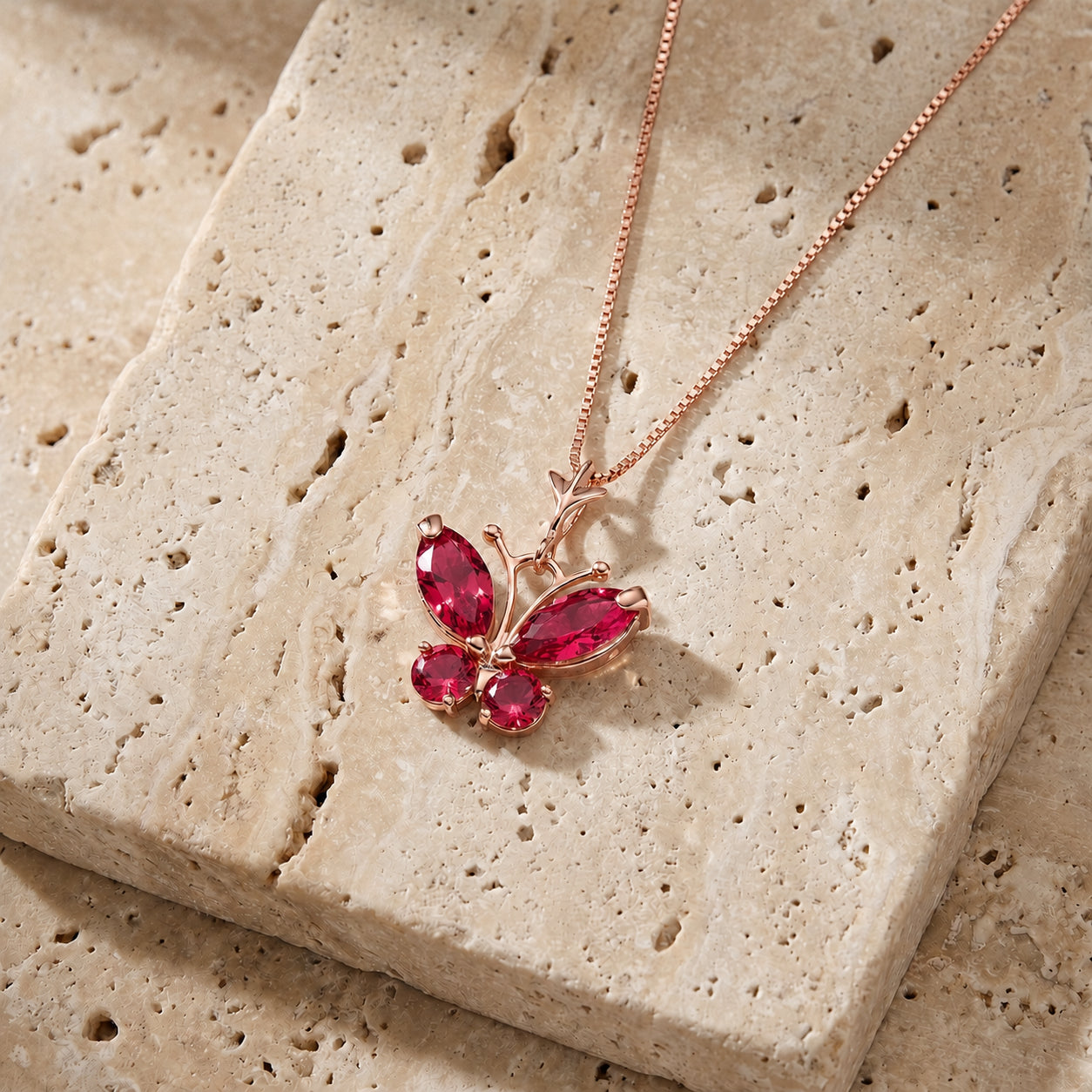 Rose Gold Eternal Necklace Ruby 10K — Miranda