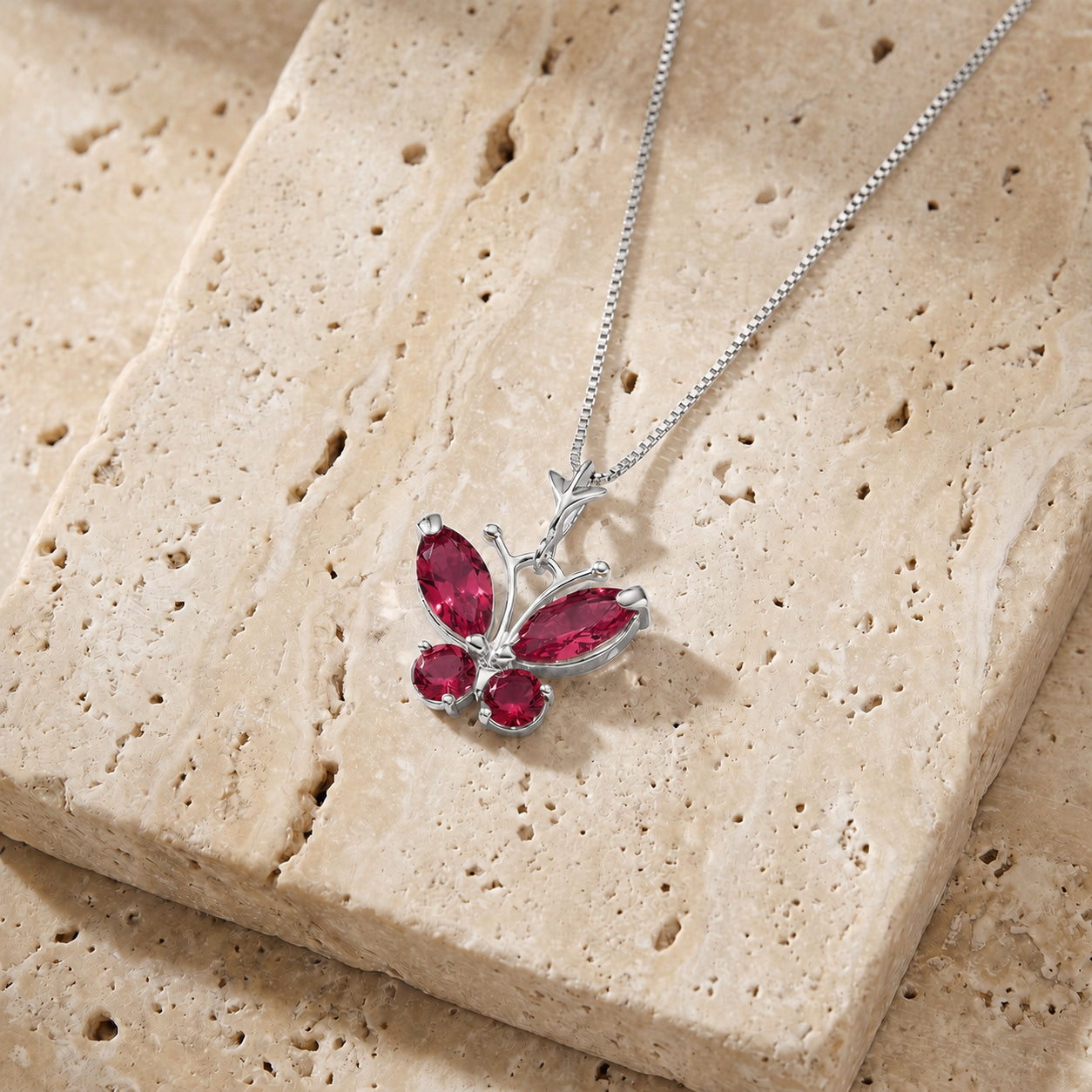 White Gold Eternal Necklace Ruby 10K — Miranda