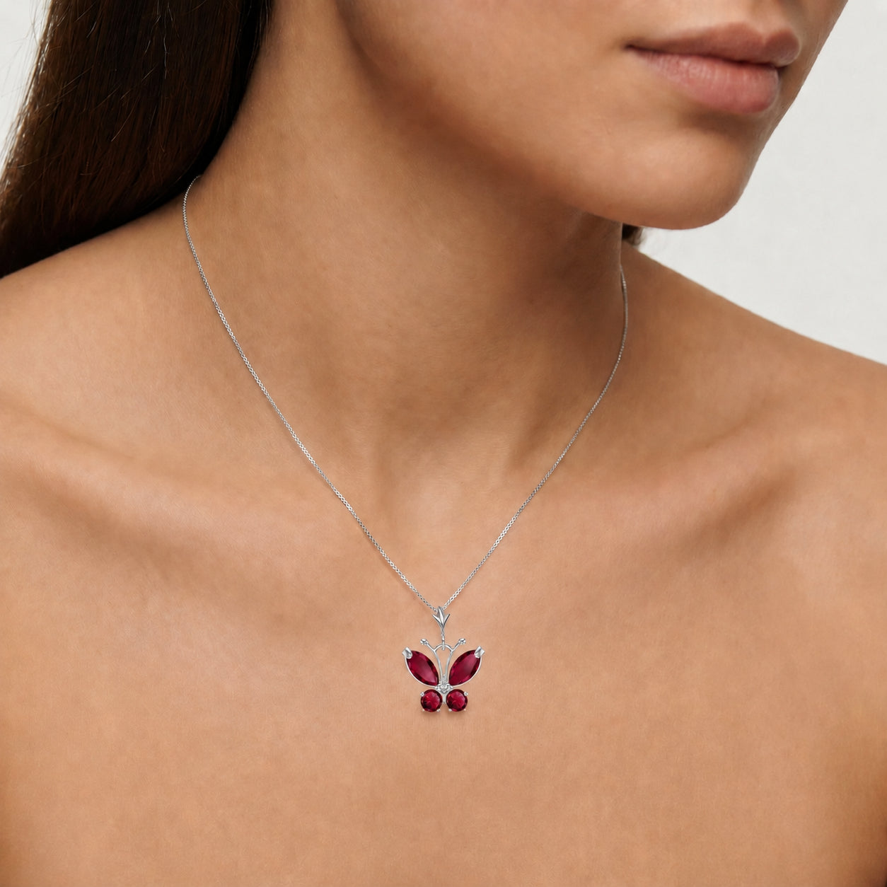White Gold Eternal Necklace Ruby 10K — Miranda