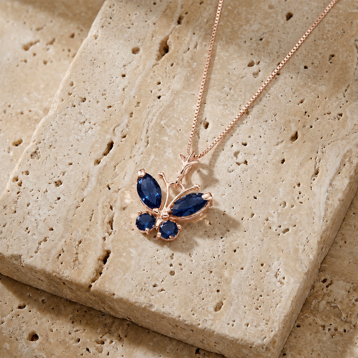 Rose Gold Eternal Necklace Sapphire 10K — Miranda