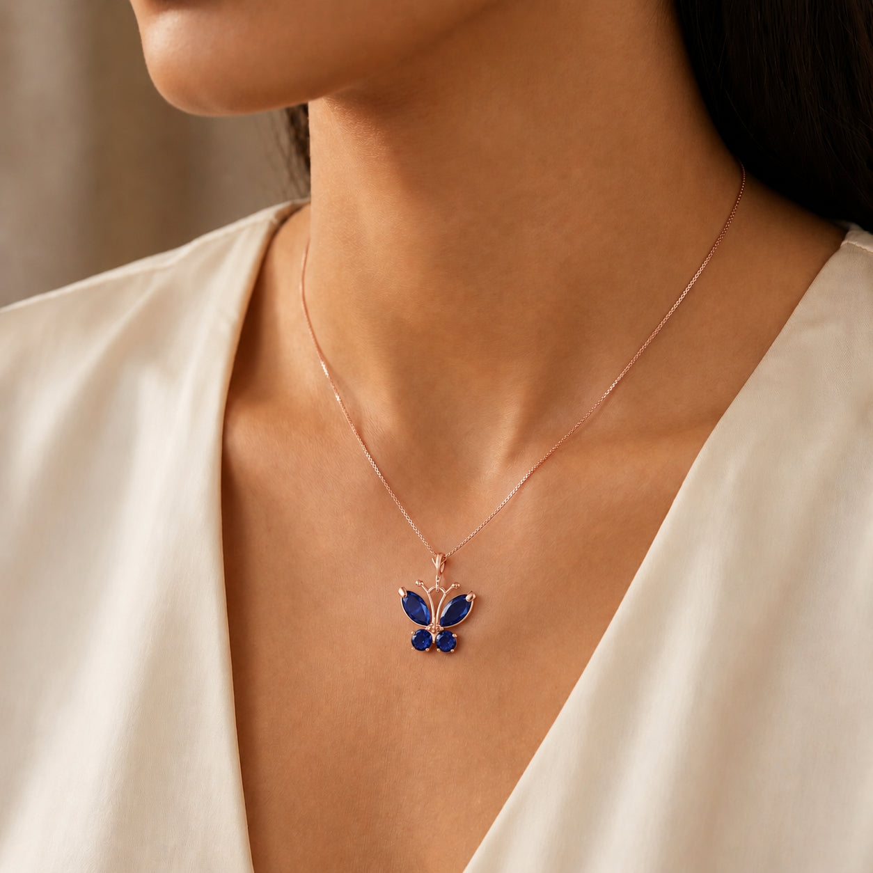 Rose Gold Eternal Necklace Sapphire 10K — Miranda