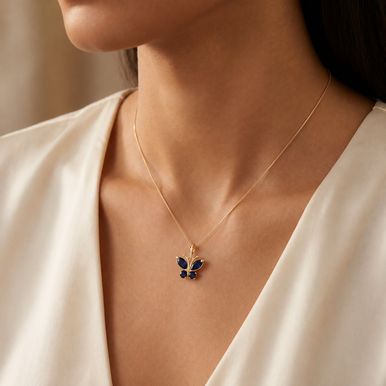 Yellow Gold Eternal Necklace Sapphire 10K — Miranda
