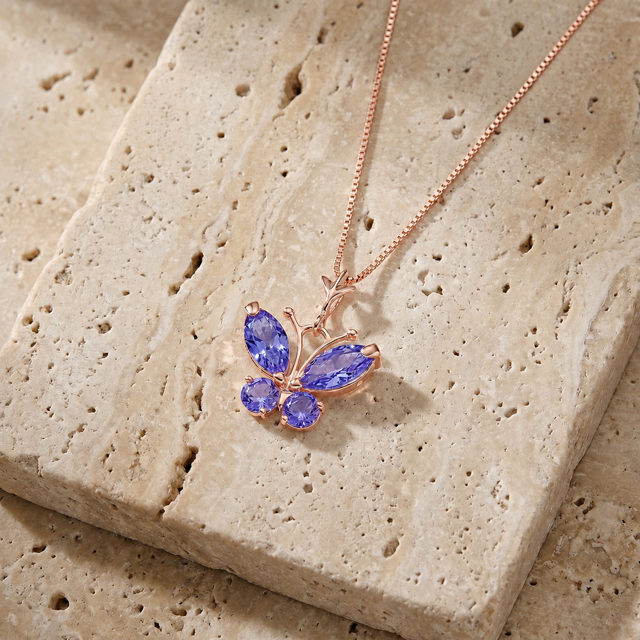 Rose Gold Eternal Necklace Tanzanite 10K — Miranda