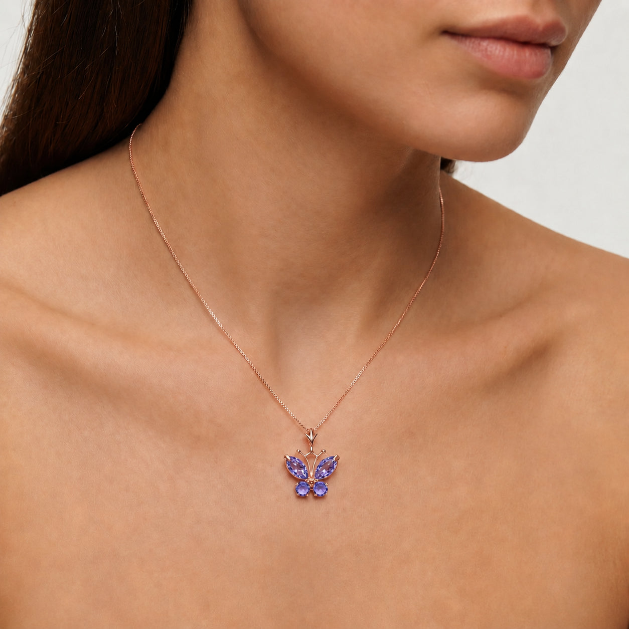 Rose Gold Eternal Necklace Tanzanite 10K — Miranda