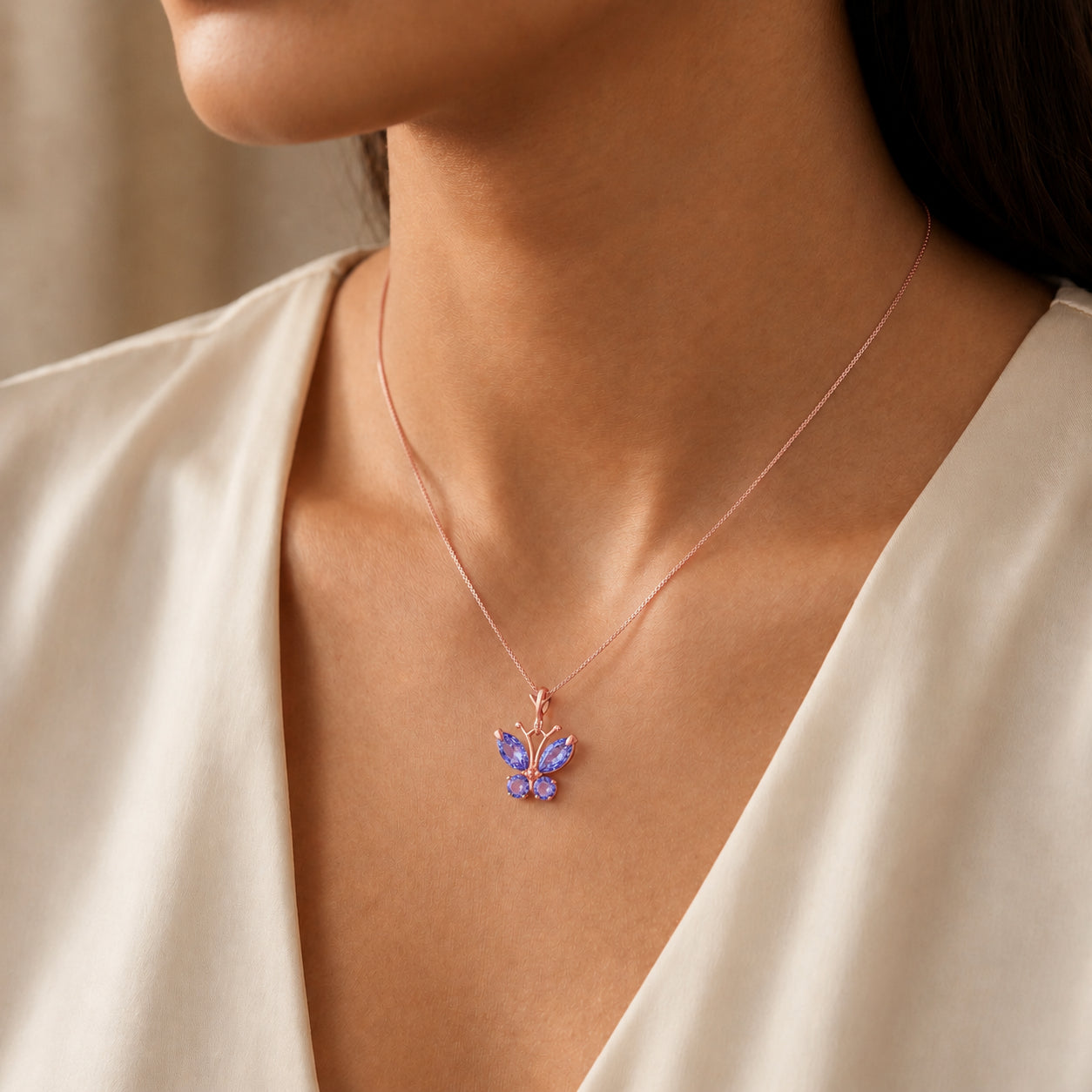 Rose Gold Eternal Necklace Tanzanite 10K — Miranda