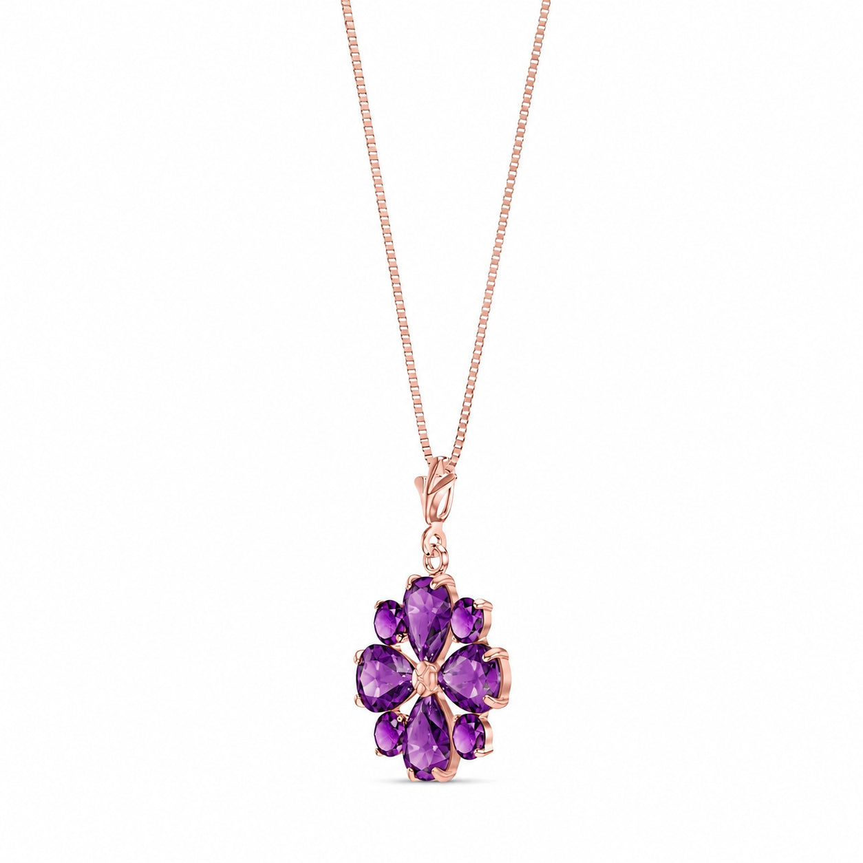 Rose Gold Petal Necklace Amethyst 10K — Bibiana