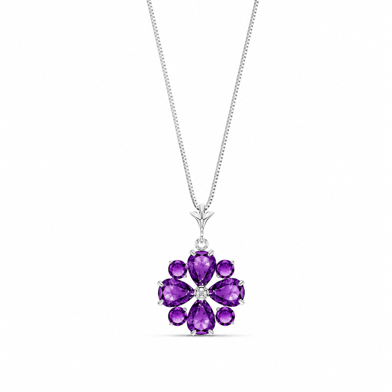 White Gold Petal Necklace Amethyst 10K — Bibiana
