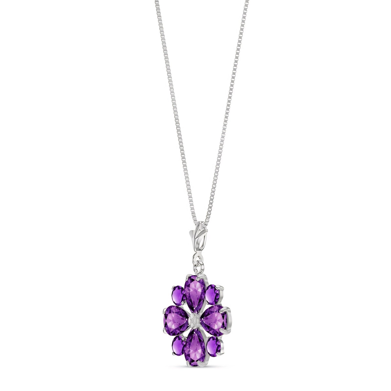 White Gold Petal Necklace Amethyst 10K — Bibiana