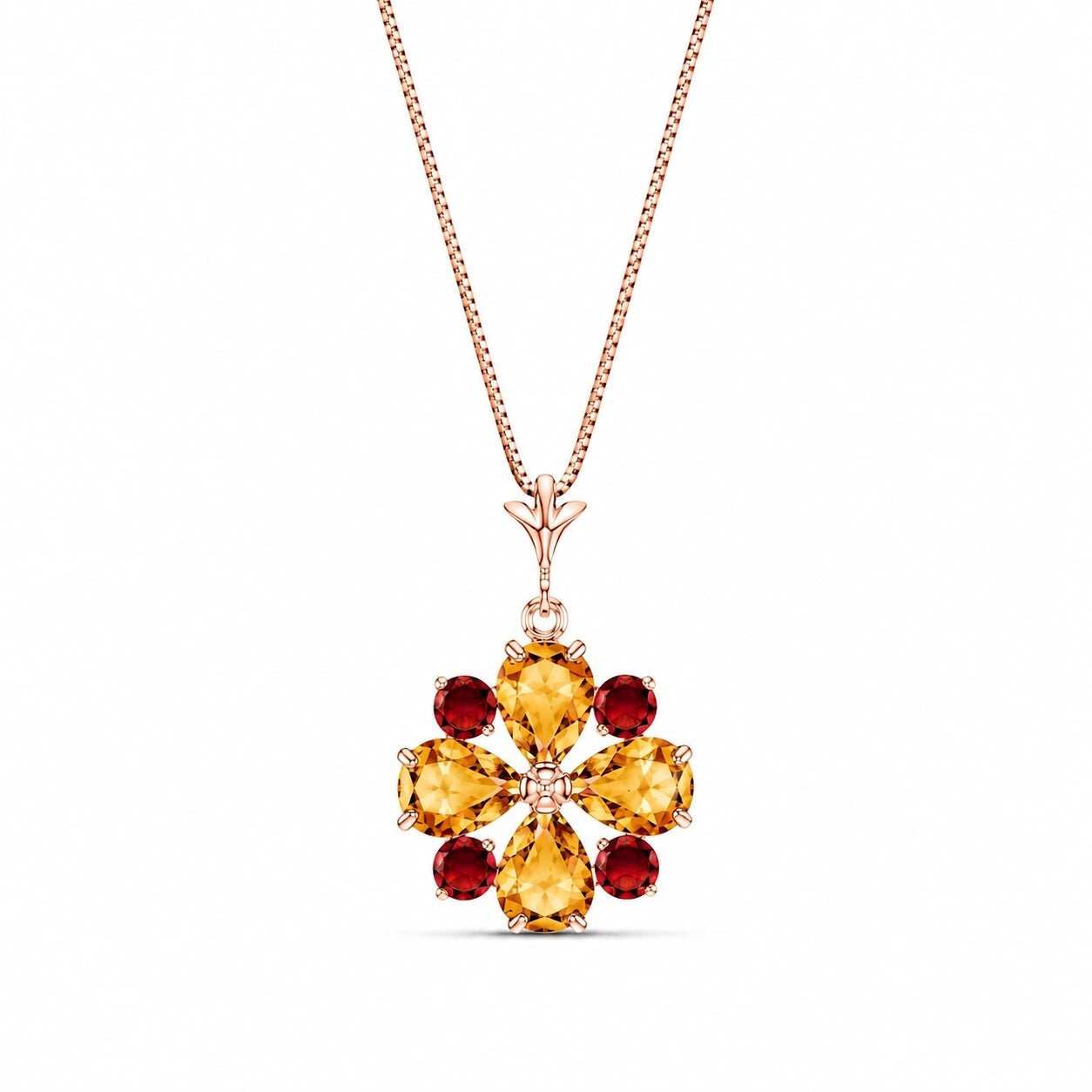 Rose Gold Petal Necklace Aquamarine 10K — Bibiana