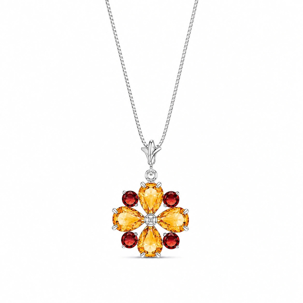 White Gold Petal Necklace Aquamarine 10K — Bibiana