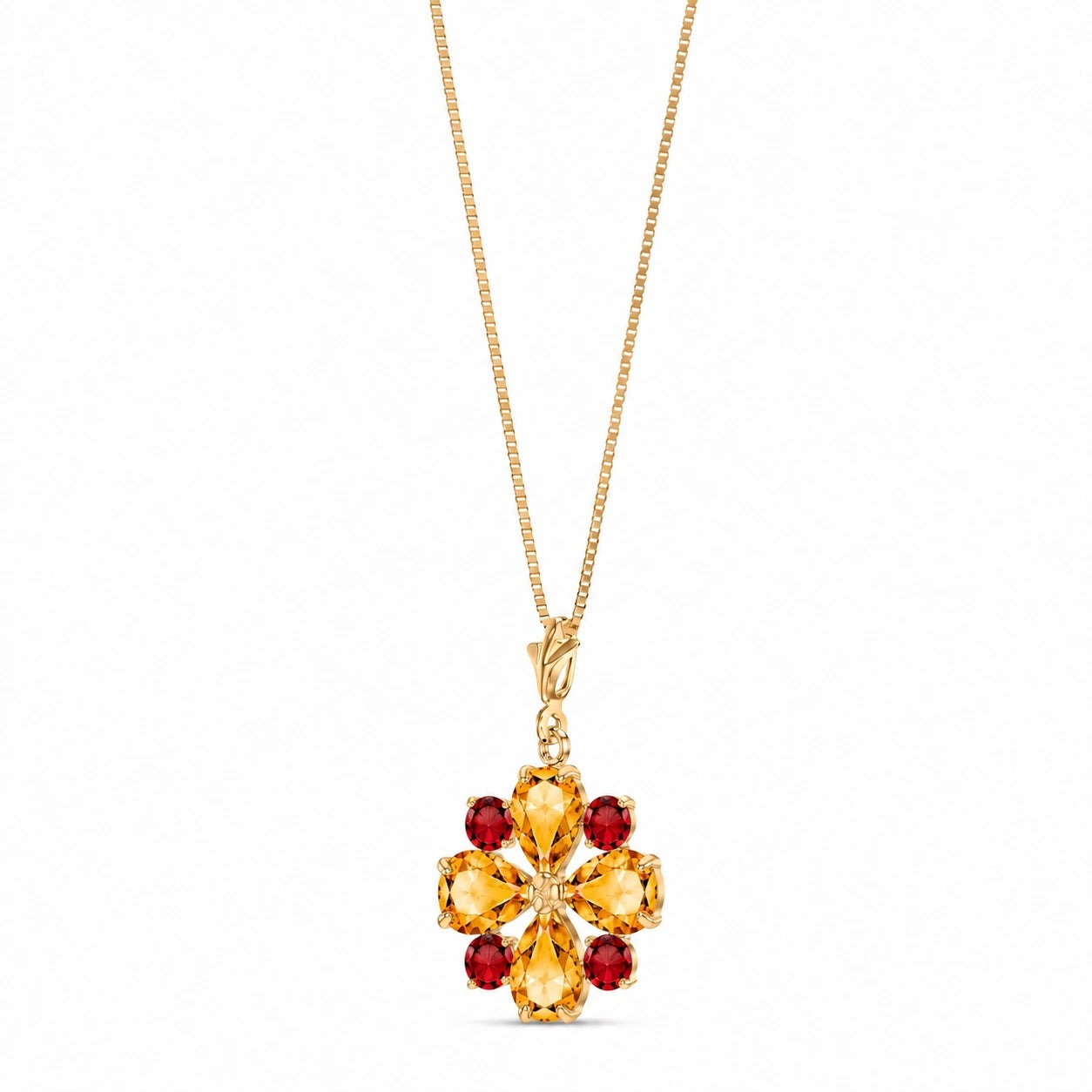 Yellow Gold Petal Necklace Aquamarine 10K — Bibiana