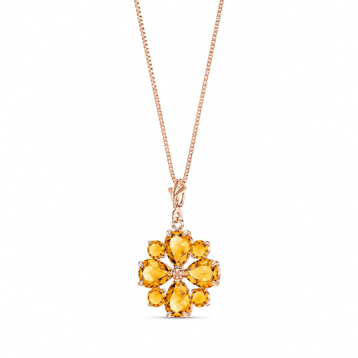 Rose Gold Petal Necklace Blue Topaz 10K — Bibiana