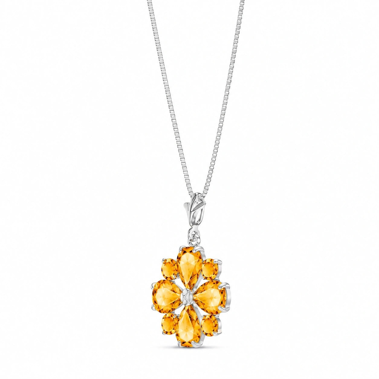 White Gold Petal Necklace Blue Topaz 10K — Bibiana
