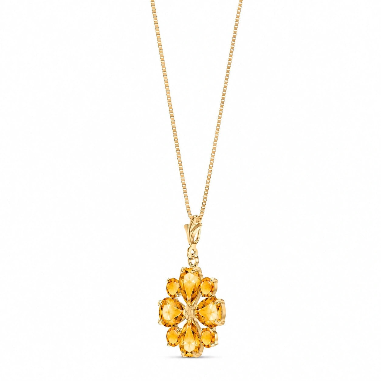 Yellow Gold Petal Necklace Blue Topaz 10K — Bibiana
