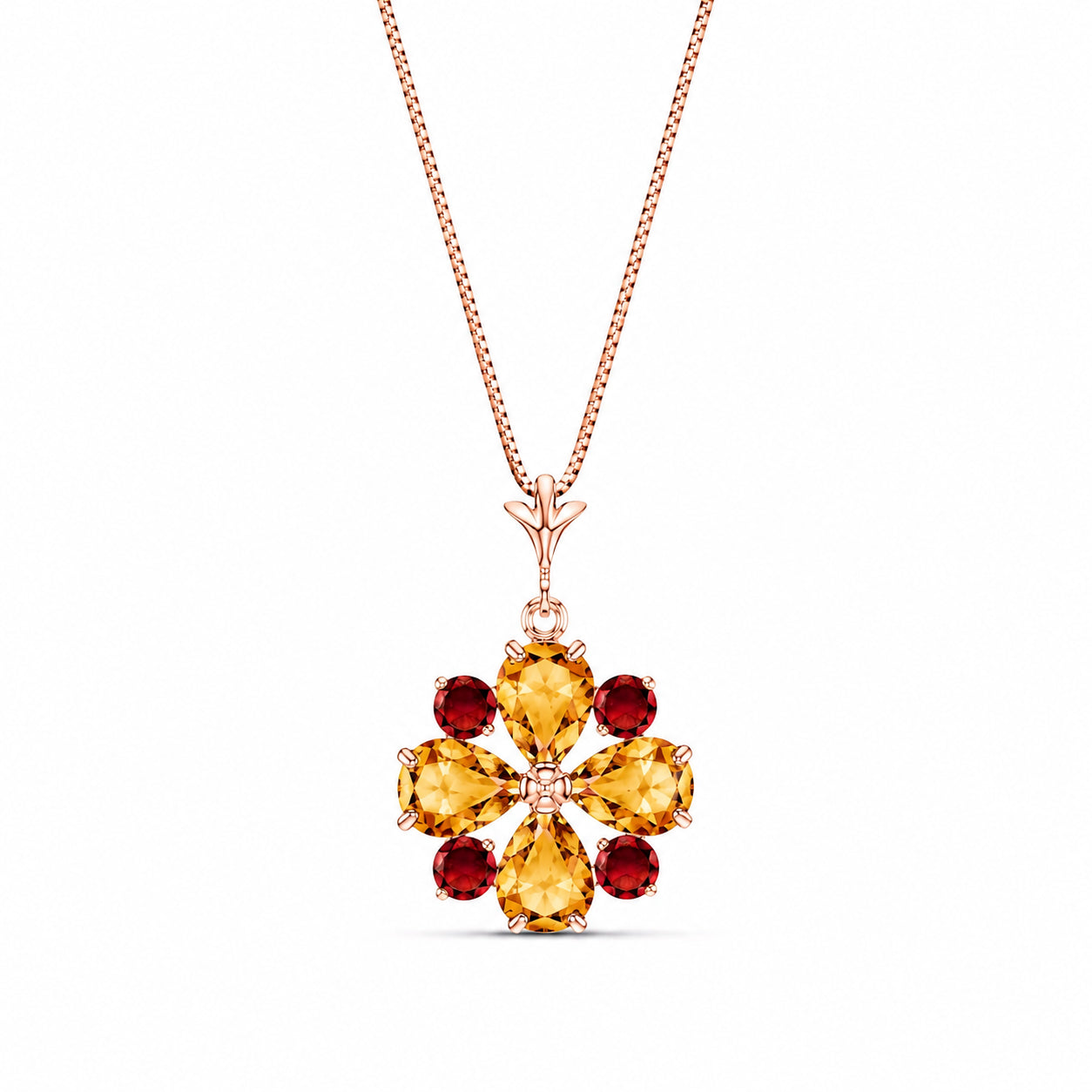 Rose Gold Petal Necklace Citrine 10K — Bibiana
