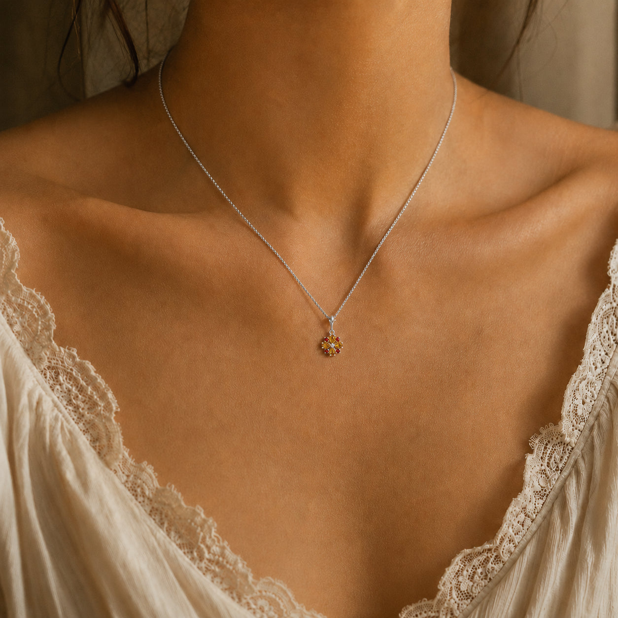 White Gold Petal Necklace Citrine 10K — Bibiana