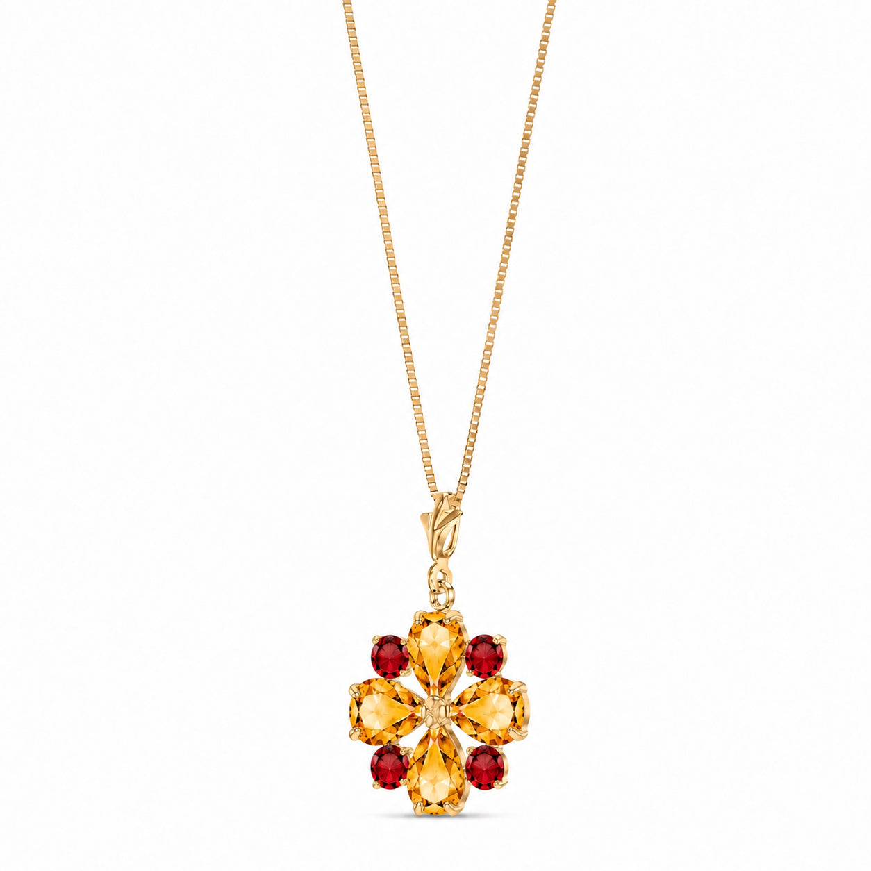 Yellow Gold Petal Necklace Citrine 10K — Bibiana