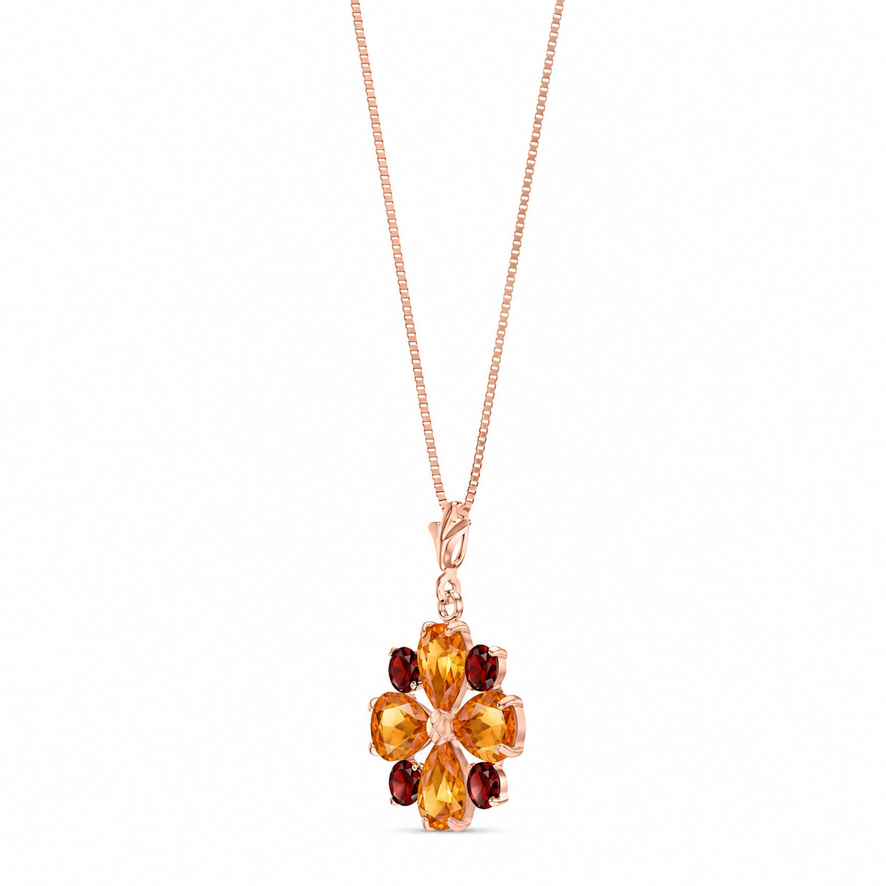 Rose Gold Petal Necklace Garnet 10K — Bibiana