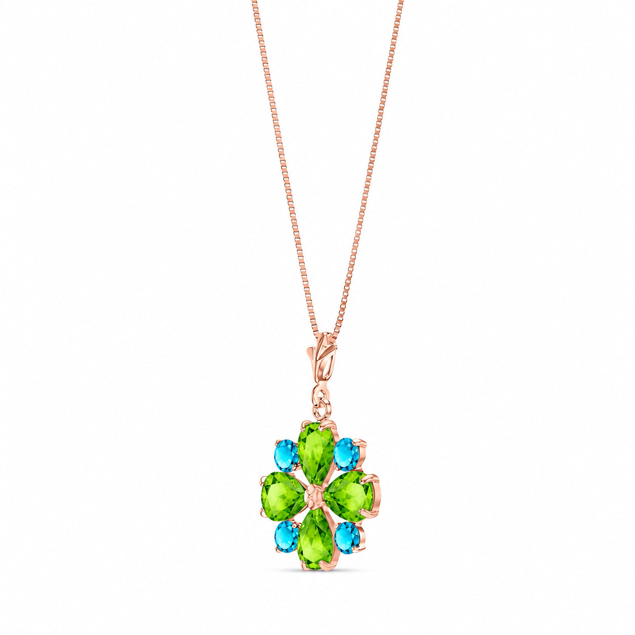 Rose Gold Petal Necklace Peridot 10K — Bibiana